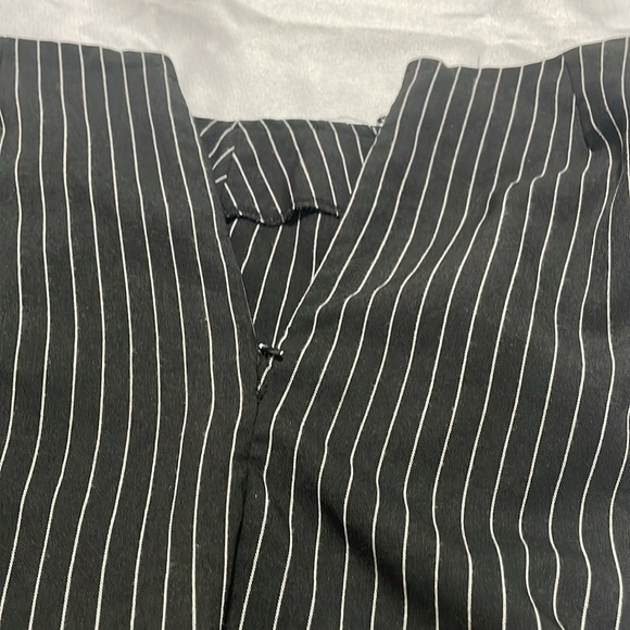 Know One Cares Womens Pull On Straight Leg Casual Pants Medium Blue Beige Stripe - Picture 5 of 6